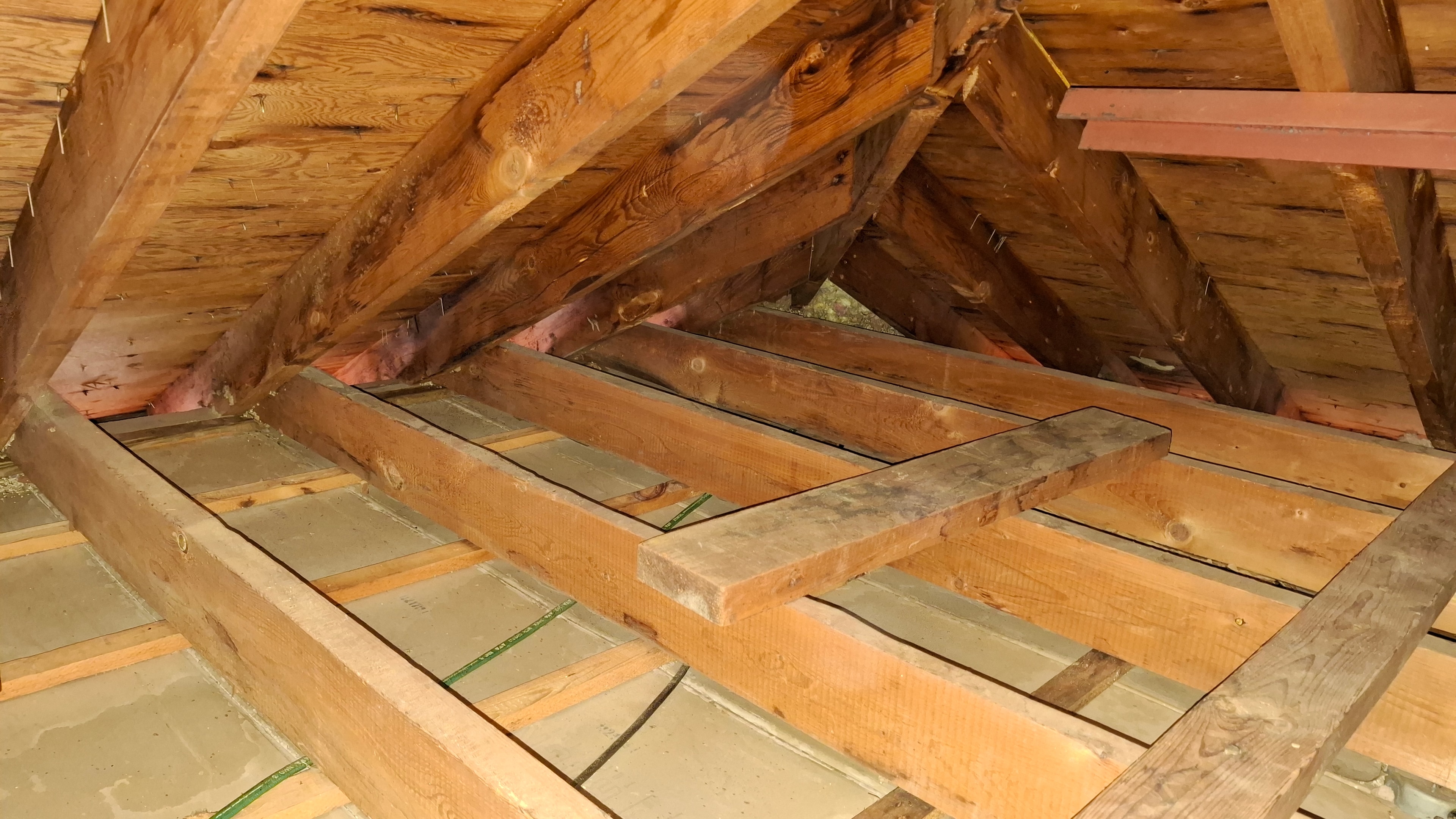Stage 2 preparation — new LVL beam and framing installed in attic prior to insulation reinstatement, Osgoode Ontario